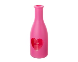 Ваза бутылочка Сердце (стекло) D6,5*H18см розовый